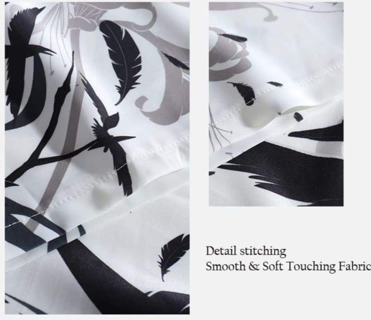 Haori | Black & White Raven Kimono Cardigan