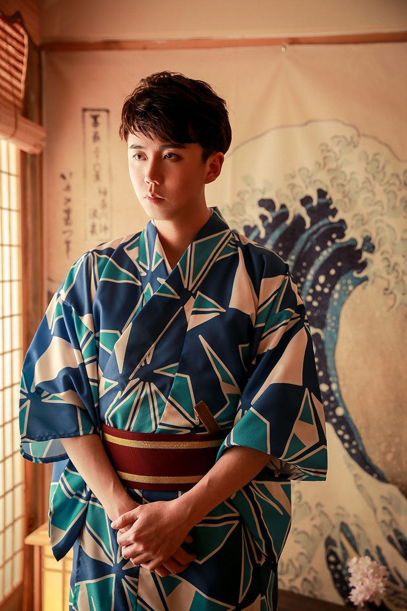 Men Geometric Pattern Festival Wear Yukata
