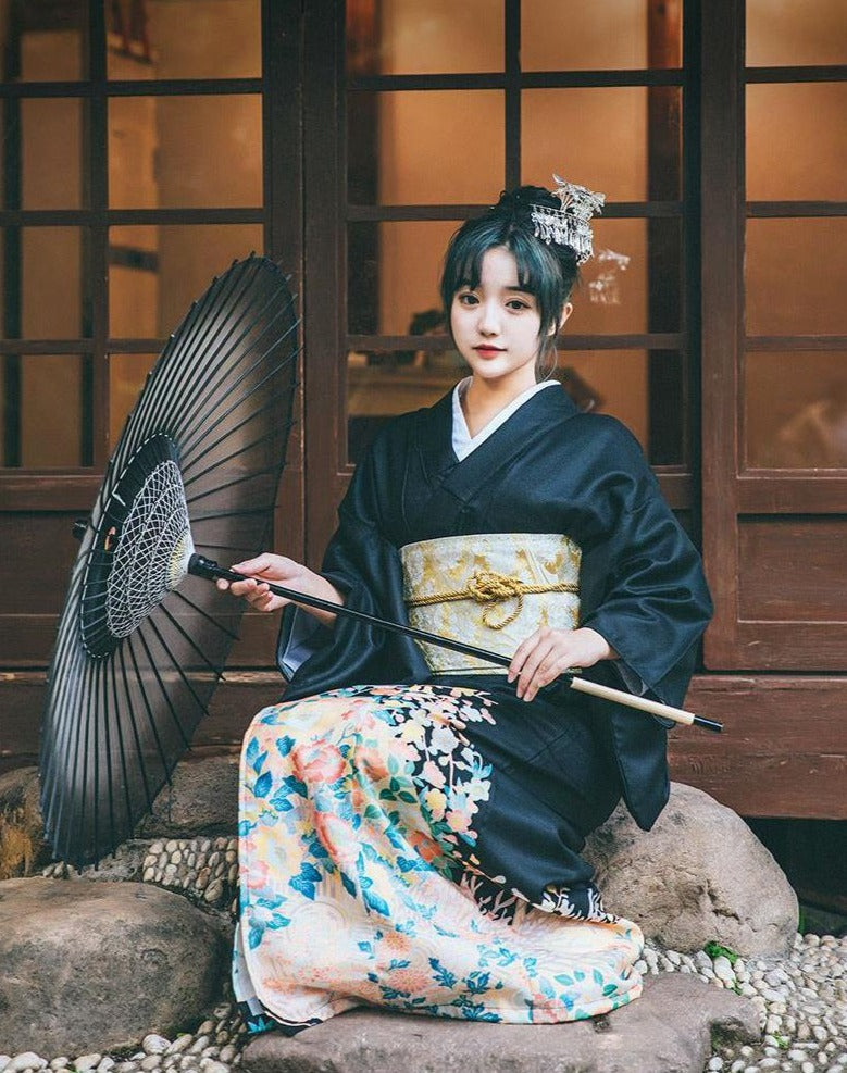 Women Festival Wear Black Yukata [Hanabi]