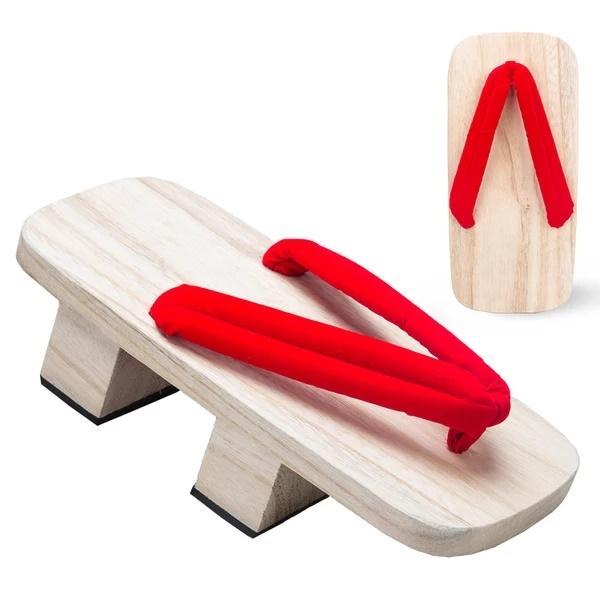 Elevated Kimono Wooden Sandals [Red Hanao]