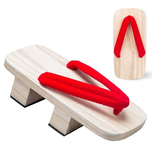 Elevated Kimono Wooden Sandals [Red Hanao]