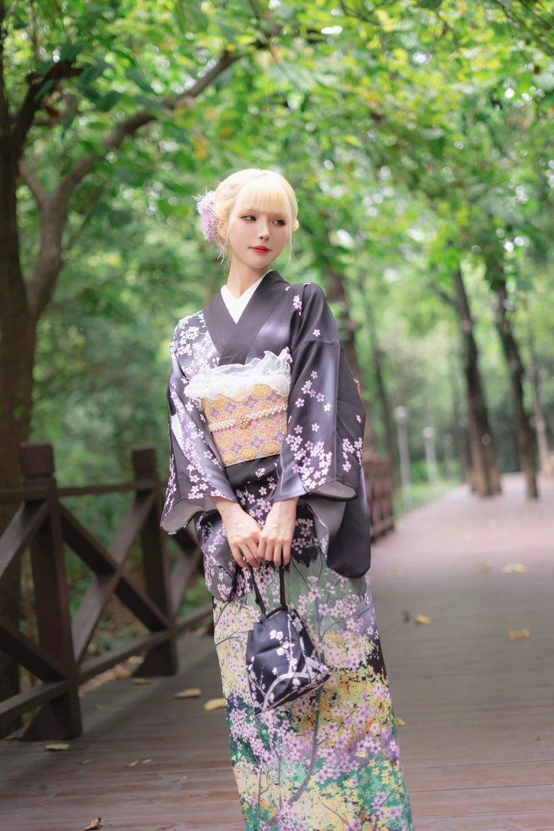 Orchid Sakura Yukata & Obi Belt Set